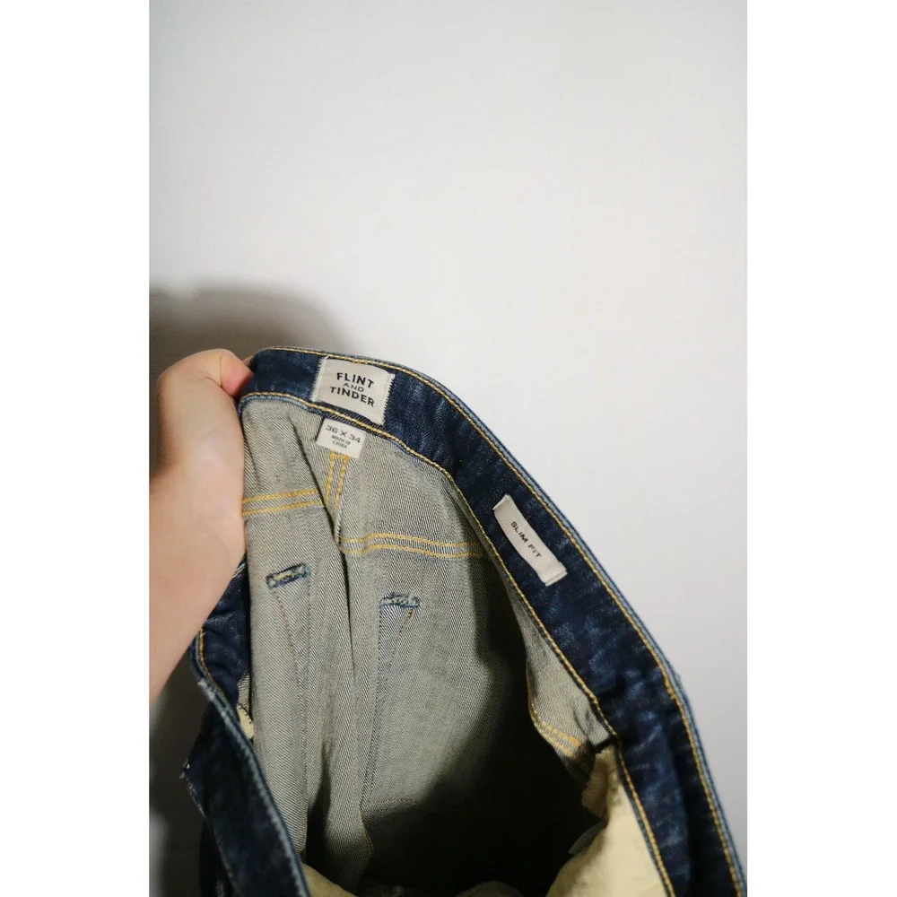 Flint & Tinder Huckberry Slim Fit Dark Wash Mens Jeans 36x34 Stretch